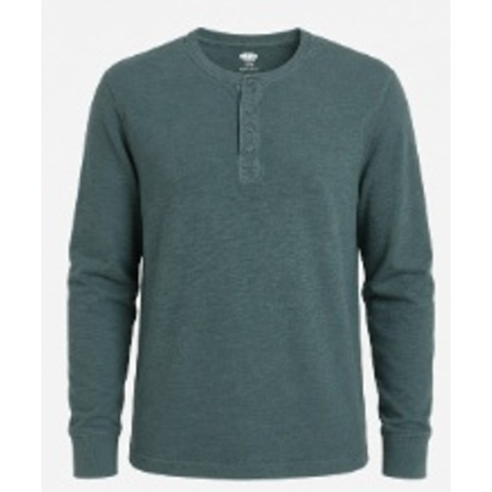 Old‎ Navy Men's XL Dark Teal Green Waffle Knit Henley Long Sleeve Shirt